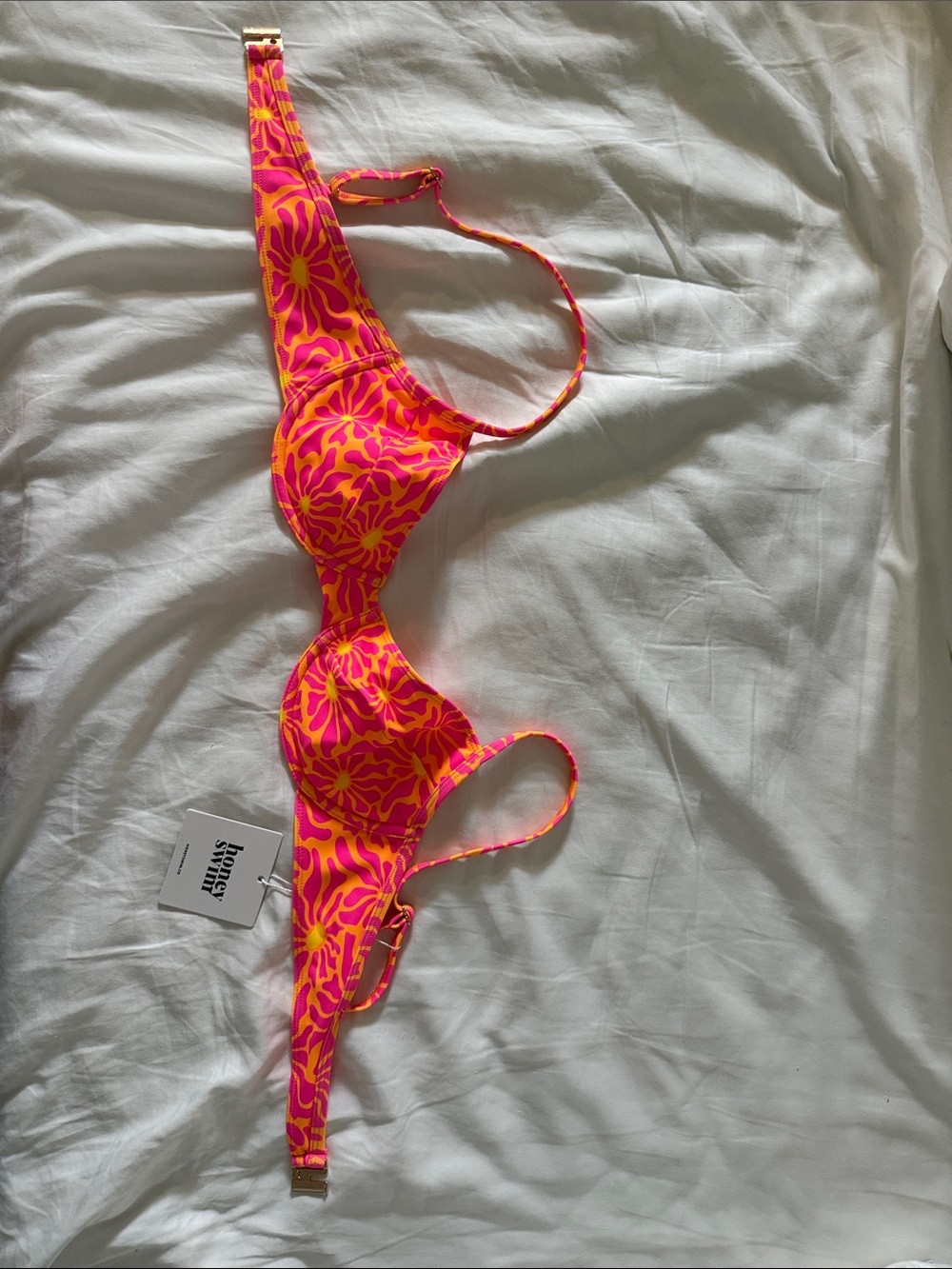 Bright Pink & Orange Floral Underwire Bikini Top